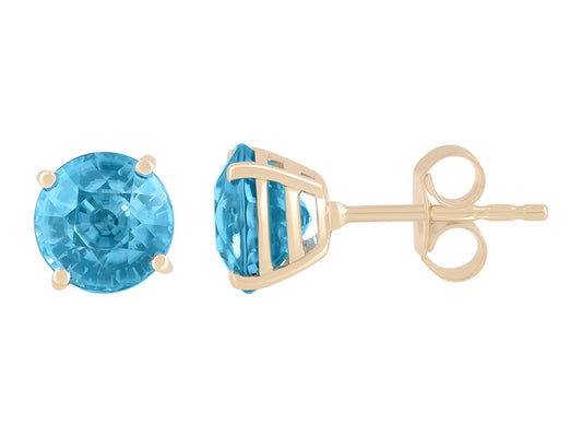 14K Blue Zircon Earrings