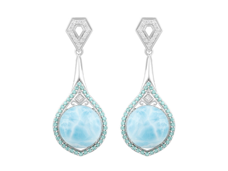 18K Larimar Earrings