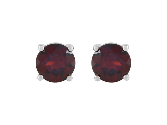 14K WG Red Garnet Earrings