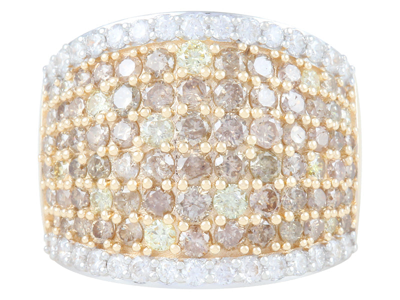 14K YG Light Brown Diamond & Yellow Diamond & White Diamond Ring