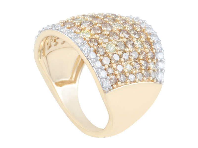 14K YG Light Brown Diamond & Yellow Diamond & White Diamond Ring