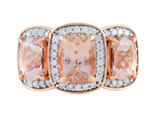 14K RG Morganite & White Diamond Ring